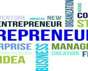 Word cloud of entrepreneurship terms.