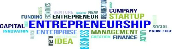 Word cloud of entrepreneurship terms.